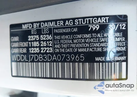 2013 Mercedes-Benz Cls 550 z USA, uszkodzony, nr VIN WDDLJ7DB3DA073965